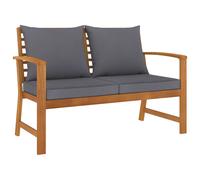 Bois Solide d'Acacia Banc de Jardin et Coussin Gris Foncé 120 cm Canapé vidaXL