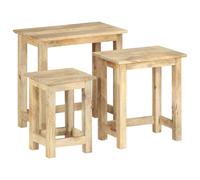 Vidaxl Tables Gigognes 3 Pcs Bois Solide De Manguier Marron