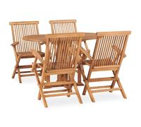 Bois Solide de Teck Mobilier à Dîner d'Extérieur Pliable 9 pcs Patio vidaXL