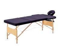 Bois Table de Massage Pliable 3 Zones Noir et Blanc Lit Banc Cosmétique vidaXL