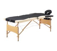 Bois Table de Massage Pliable 3 Zones Noir et Blanc Lit Banc Cosmétique vidaXL