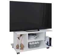 Bois TV Lowboard Étagère TV Roulettes Findalo