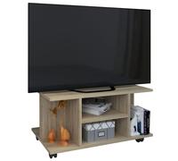 Bois TV Lowboard Étagère TV Roulettes Findalo