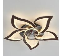 Bois Ventilateur De Plafond Avec Lumières Et Télécommande Moteur Dc Silencieux Reversible 6 Vitesses Avec Timer Plafonnier Dimmable Plafonnier Ventilateur Design Pour Chambre Salon-Brown wood grain