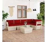 Bois Vidaxl rouge salon de jardin modulable 6 pieces 60 x 60 x 65 6 personnes G
