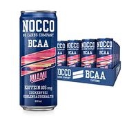 Boisson énergétique NOCCO BCAA, pack de 24 - Boisson énergétique végétalienne sans sucre avec caféine, vitamines et acides aminés - Ananas des Caraïbes, 24 x 330 ml (Miami)