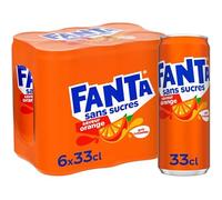 Boisson gazeuse à l'orange sans sucres,6 x 33 cl