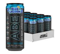 Applied Nutrition ABE Pre Workout Cans - All Black Everything Energy + Performance Drink, ABE Carbonated Beverage Sugar Free with Caffeine (Pack of 12 Cans x 330ml) (Blue Lagoon)
