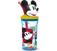 Boissons Fruitees Tataway Gobelet Réutilisable En Plastique Bleu Disney Mickey Mouse Pour Enfants 360 Ml Avec Paille Et Figurine 3d Multicolore