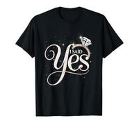 boiszeda Il m'a demandé et J'Ai Dit Oui T-Shirt J'Ai Enfin Fait ma Demande en Mariage T-Shirt avec des Phrases drôles pour Couples pour Femmes/Hommes
