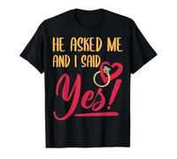 boiszeda Il m'a demandé et J'Ai Dit Oui T-Shirt J'Ai Enfin Fait ma Demande en Mariage T-Shirt avec des Phrases drôles pour Couples pour Femmes/Hommes