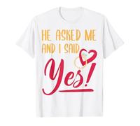 boiszeda Il m'a demandé et J'Ai Dit Oui T-Shirt J'Ai Enfin Fait ma Demande en Mariage T-Shirt avec des Phrases drôles pour Couples pour Femmes/Hommes