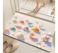 boiszeda Mignon 3D Visuel Coquille Étoile de Mer Diatomite Tapis de Bain Absorbant Vite Séchant Anti-Dérapant Salle de Bain Porte