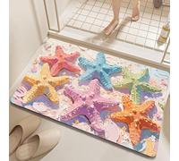 boiszeda Mignon 3D Visuel Coquille Étoile de Mer Diatomite Tapis de Bain Absorbant Vite Séchant Anti-Dérapant Salle de Bain Porte