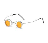 boiszeda Mini-lunettes de soleil rondes à monture rabattable style steampunk Lunettes de soleil vintage hippie non polarisées, protection UV400, monture pliable