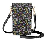 boiszeda Sac à bandoulière léger pour femmes et filles avec imprimé patte de chien mignon téléphone portable sac messager à bandoulière réglable porte-cartes pour les déplacements quotidiens