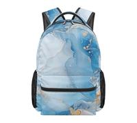 boiszeda Sac à dos à motif marbré bleu Grande capacité Sac d'école pour étudiants pour ordinateur portable décontracté et esthétique Idéal pour la rentrée scolaire les voyages et le quotidien