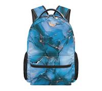 boiszeda Sac à dos à motif marbré bleu Grande capacité Sac d'école pour étudiants pour ordinateur portable décontracté et esthétique Idéal pour la rentrée scolaire les voyages et le quotidien