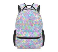 boiszeda Sac à dos motif sirène grande capacité élèves sac à dos pour ordinateur portable rose et violet backpack esthétique idéal pour la rentrée scolaire les voyages et le quotidien