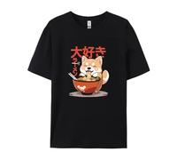 boiszeda T-Shirt Ample à col Rond et Manches Courtes pour Le Printemps et l'été avec Un Motif créatif de Ramen Japonais et Un Motif korgi Adorable