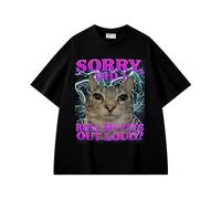 boiszeda T-Shirt drôle avec Un Chat Qui Dit Désolé J'Ai roulé des Yeux trop Fort Mème Goofy Ahh Silly Cats T-Shirt Graphique pour Hommes Femmes et Adolescents