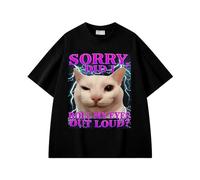 boiszeda T-Shirt drôle avec Un Chat Qui Dit Désolé J'Ai roulé des Yeux trop Fort Mème Goofy Ahh Silly Cats T-Shirt Graphique pour Hommes Femmes et Adolescents