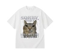 boiszeda T-Shirt drôle avec Un Chat Qui Dit Désolé J'Ai roulé des Yeux trop Fort Mème Goofy Ahh Silly Cats T-Shirt Graphique pour Hommes Femmes et Adolescents