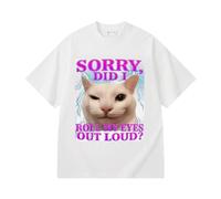 boiszeda T-Shirt drôle avec Un Chat Qui Dit Désolé J'Ai roulé des Yeux trop Fort Mème Goofy Ahh Silly Cats T-Shirt Graphique pour Hommes Femmes et Adolescents
