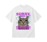 boiszeda T-Shirt drôle avec Un Chat Qui Dit Désolé J'Ai roulé des Yeux trop Fort Mème Goofy Ahh Silly Cats T-Shirt Graphique pour Hommes Femmes et Adolescents