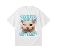 boiszeda T-Shirt drôle avec Un Chat Qui Dit Désolé J'Ai roulé des Yeux trop Fort Mème Goofy Ahh Silly Cats T-Shirt Graphique pour Hommes Femmes et Adolescents