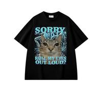 boiszeda T-Shirt drôle avec Un Chat Qui Dit Désolé J'Ai roulé des Yeux trop Fort Mème Goofy Ahh Silly Cats T-Shirt Graphique pour Hommes Femmes et Adolescents