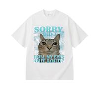 boiszeda T-Shirt drôle avec Un Chat Qui Dit Désolé J'Ai roulé des Yeux trop Fort Mème Goofy Ahh Silly Cats T-Shirt Graphique pour Hommes Femmes et Adolescents