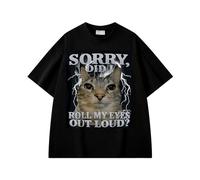 boiszeda T-Shirt drôle avec Un Chat Qui Dit Désolé J'Ai roulé des Yeux trop Fort Mème Goofy Ahh Silly Cats T-Shirt Graphique pour Hommes Femmes et Adolescents