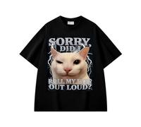 boiszeda T-Shirt drôle avec Un Chat Qui Dit Désolé J'Ai roulé des Yeux trop Fort Mème Goofy Ahh Silly Cats T-Shirt Graphique pour Hommes Femmes et Adolescents