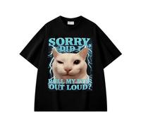 boiszeda T-Shirt drôle avec Un Chat Qui Dit Désolé J'Ai roulé des Yeux trop Fort Mème Goofy Ahh Silly Cats T-Shirt Graphique pour Hommes Femmes et Adolescents