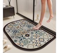 boiszeda Tapis De Bain Antiderapant Tapis Diatomite Diatomite Absorbeur Rapide D’Eau Résistant Aux Taches Semelle Caoutchouc Anti-Dérapante Motif Stylé pour Salle De Bain Cuisine Seuil