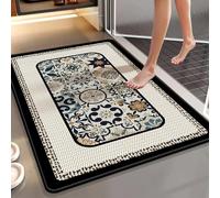 boiszeda Tapis De Bain Antiderapant Tapis Diatomite Diatomite Absorbeur Rapide D’Eau Résistant Aux Taches Semelle Caoutchouc Anti-Dérapante Motif Stylé pour Salle De Bain Cuisine Seuil