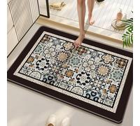 boiszeda Tapis De Bain Antiderapant Tapis Diatomite Diatomite Absorbeur Rapide D’Eau Résistant Aux Taches Semelle Caoutchouc Anti-Dérapante Motif Stylé pour Salle De Bain Cuisine Seuil