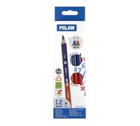 Boîte 12 Crayons Bicolores Bleu - Rouge Maxi Triangulaires