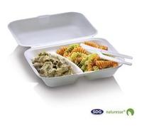 Boîte 2 Compartiments Pulpe de Cellulose Biodégradable 650 ml SDG Lot de 250