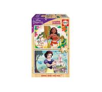 Boite 2 Puzzle Disney Princesses Vaiana Et Blanche Neige 2 X 50 Pieces - Puzzles Bois Fille 5 Ans, Super Qualite - Set Puzzle Classic + Carte