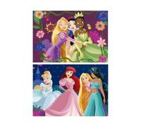 Boite 2 Puzzle Princesses Jasmine Raiponce et Blanche Neige 2 x 50 Pieces - Puzzles Bois Fille 5 Ans - Set Puzzle Classic + Carte Tigre
