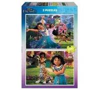 Boite 2 puzzles disney enfant - la magie d'encanto 2 x 100 pieces - personnages dessin anime - set puzzle + carte animaux
