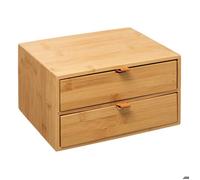 Boîte 2 tiroirs bambou lanières cuir - 5 five simply smart