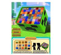 Boîte 200 cubes magnétiques avec 5 figurines aléatoires et coffret de rangement inspiré de Minecraft