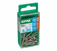 BOÎTE 25 pièces VIS BOIS SPAX CAB. Plat inox A2 3,0 x 30 mm SPAX