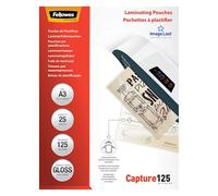 Boîte 25 pochettes de plastification A3 125 µ brillantes Fellowes