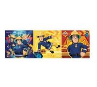 Boite 3 puzzles 49 pieces intervention de sam le pompier - heros dessin anime secours - set puzzle premium enfant + carte