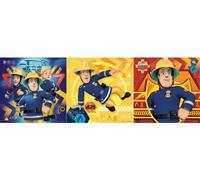 Boite 3 Puzzles 49 Pieces Pompier Sam en Intervention - Heros Dessin Anime, Secours - Set Puzzle Premium Enfant + Carte Tigre