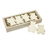 boîte 36 silhouettes ourson bois 2mm 4x3cm naturel - hobi dek0564 Gris